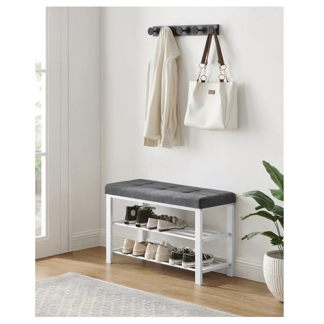 Shoe Bench With Cushion, 23.6/31.9 Inch Storage Bench