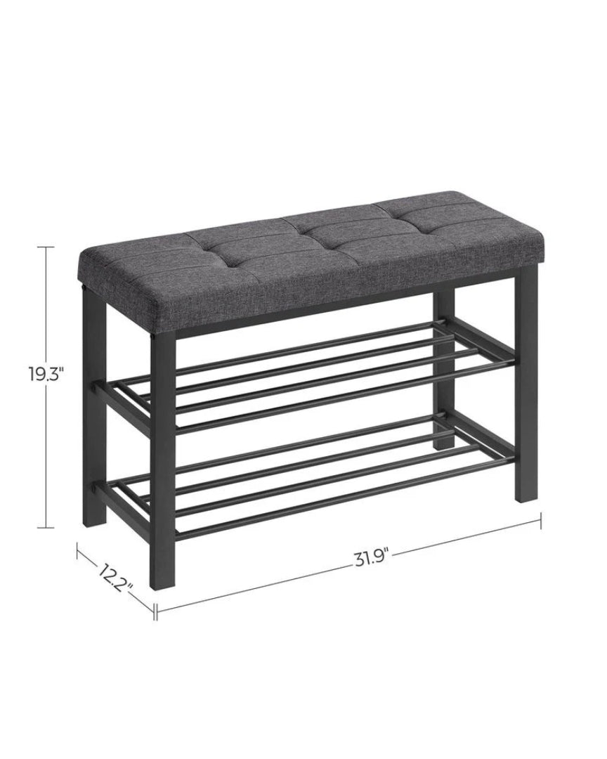 Shoe Bench With Cushion, 23.6/31.9 Inch Storage Bench