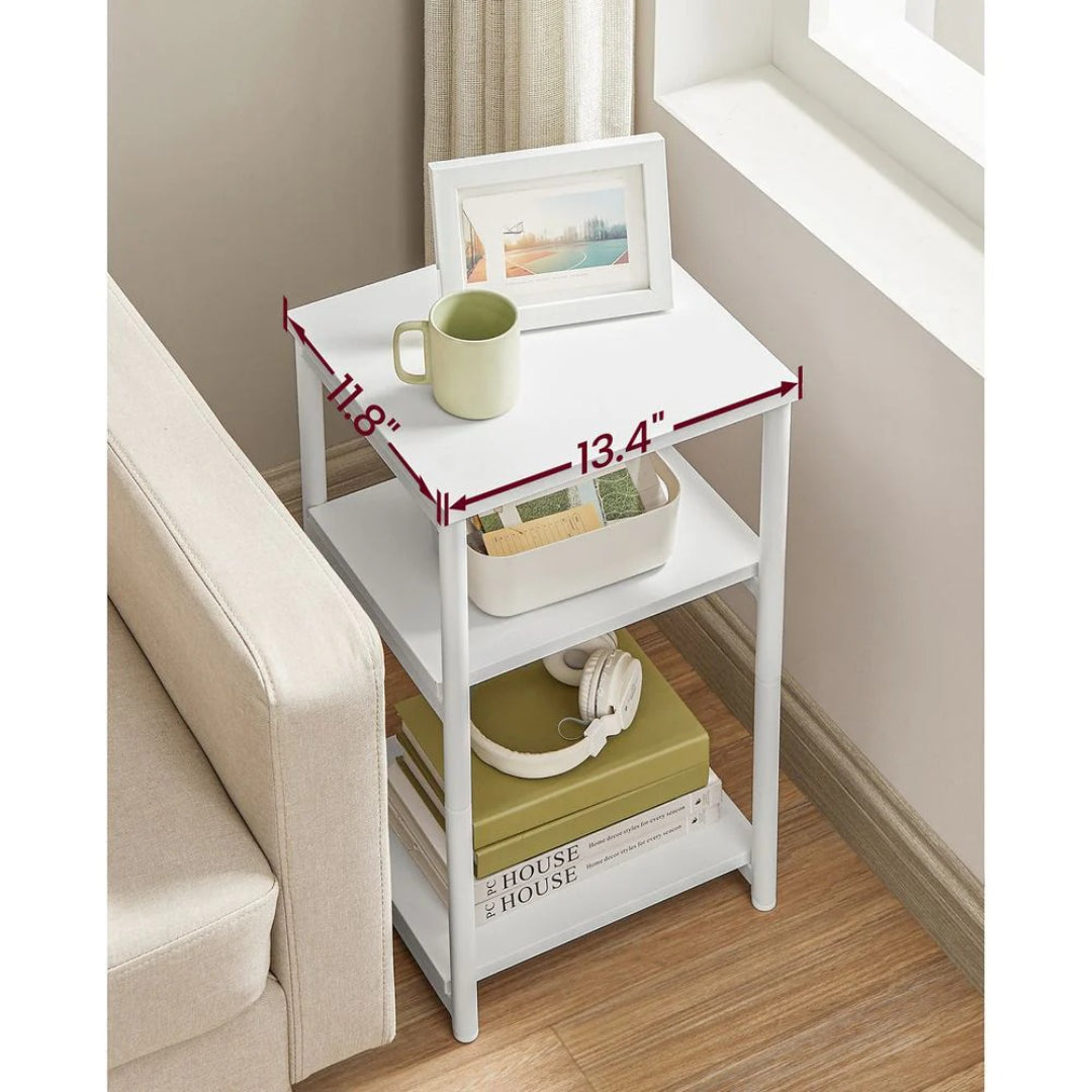 Small 3-Tier End Table with Open Storage, Industrial Side Table