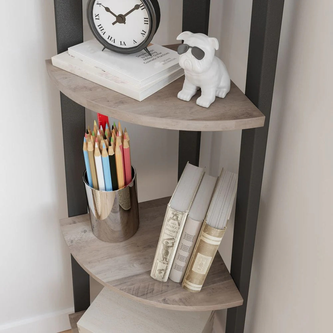 4 Tier Corner Bookshelf, 49.2 Inch Space Saving Storage Shelf