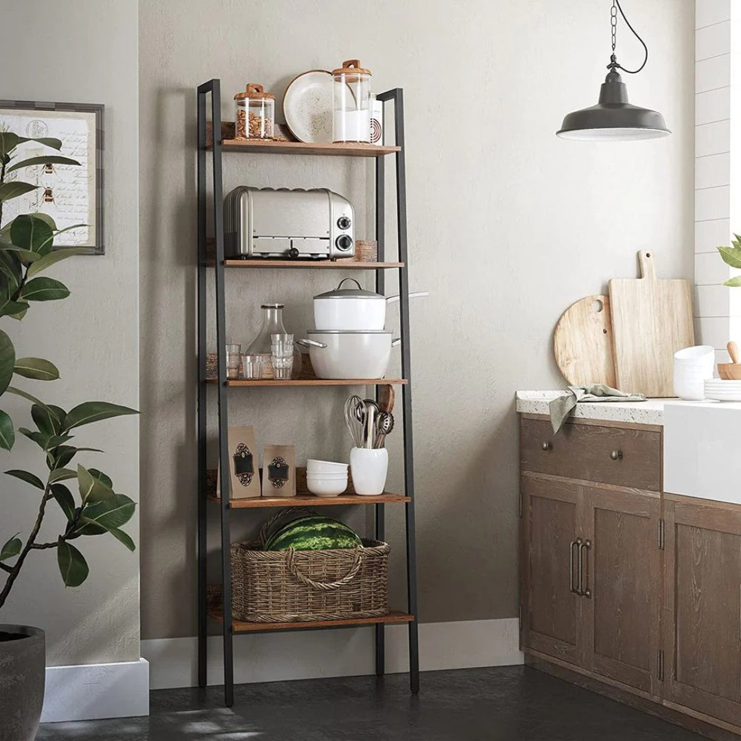 5 Tier Narrow Bookcase, 66.9 Inch Space Saving Storage Shelf