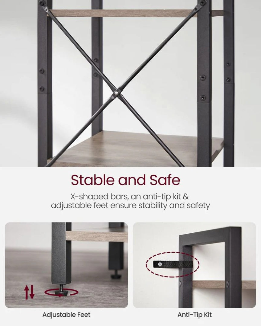6 Tier Narrow Bookcase With Steel Frame Storage Shelf