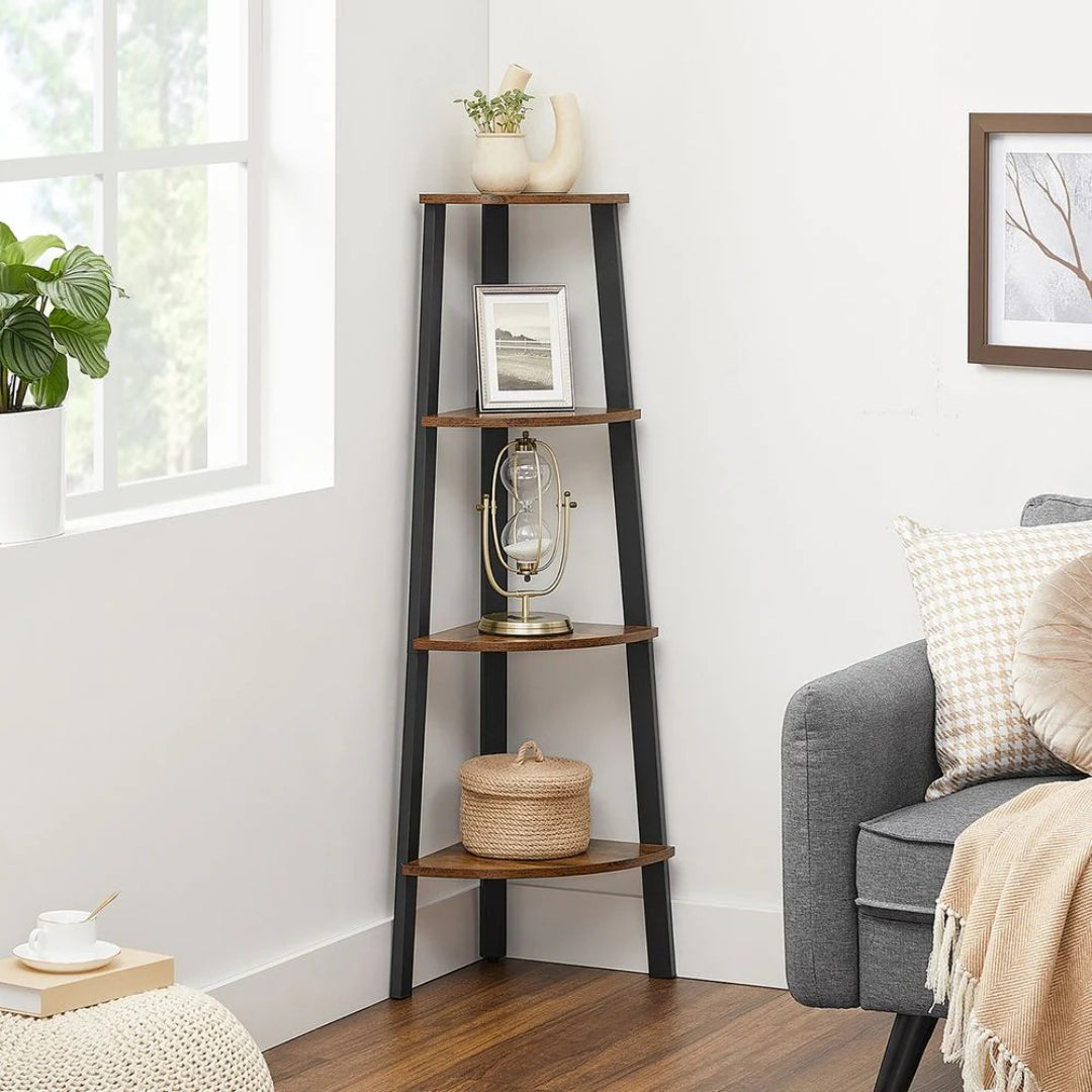 4 Tier Corner Bookshelf Industrial Storage Display Shelf