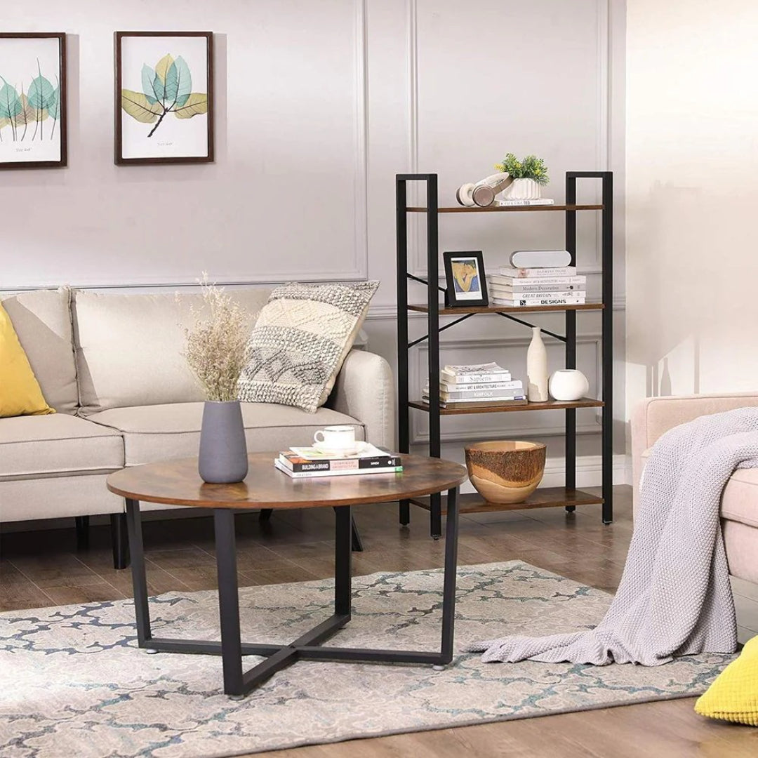 4 Tier Bookshelf With Steel Frame, 47.2 Inch Storage Shelf