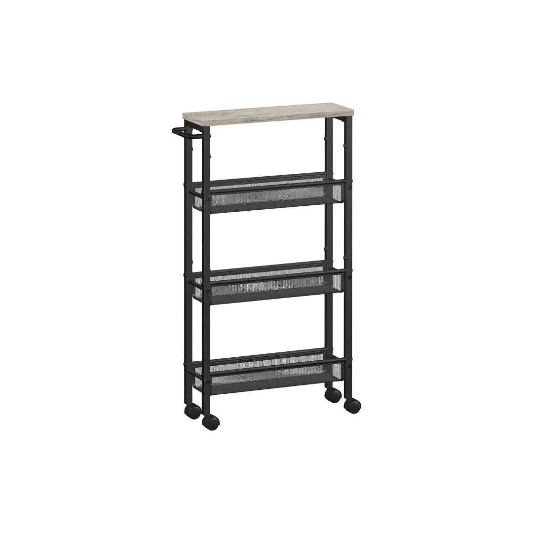 4 Tier Slim Rolling Storage Cart Narrow Utility Shelf