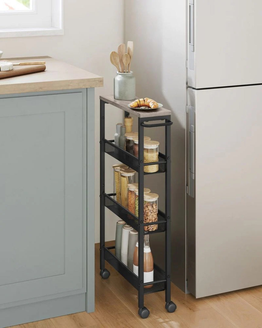 Slim Rolling Storage Cart 4 Or 5 Tier Narrow Utility