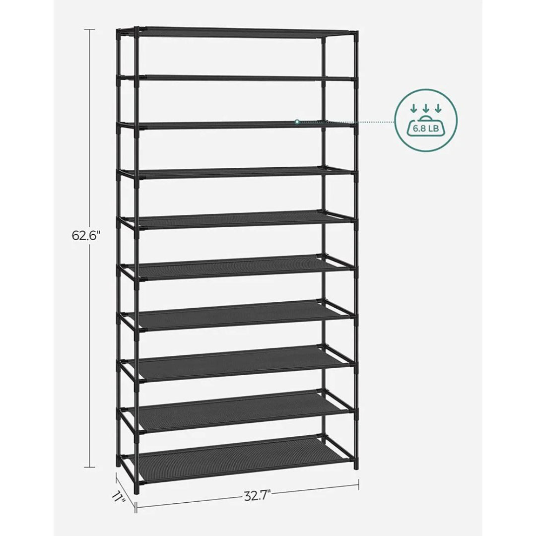 10 Tier Shoe Rack For Closet, Holds Up To 40 Pairs Organizer