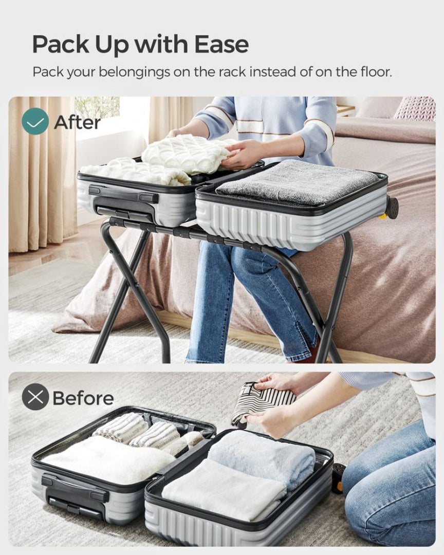 Folding Luggage Rack Steel Suitcase Stand For Guest Room