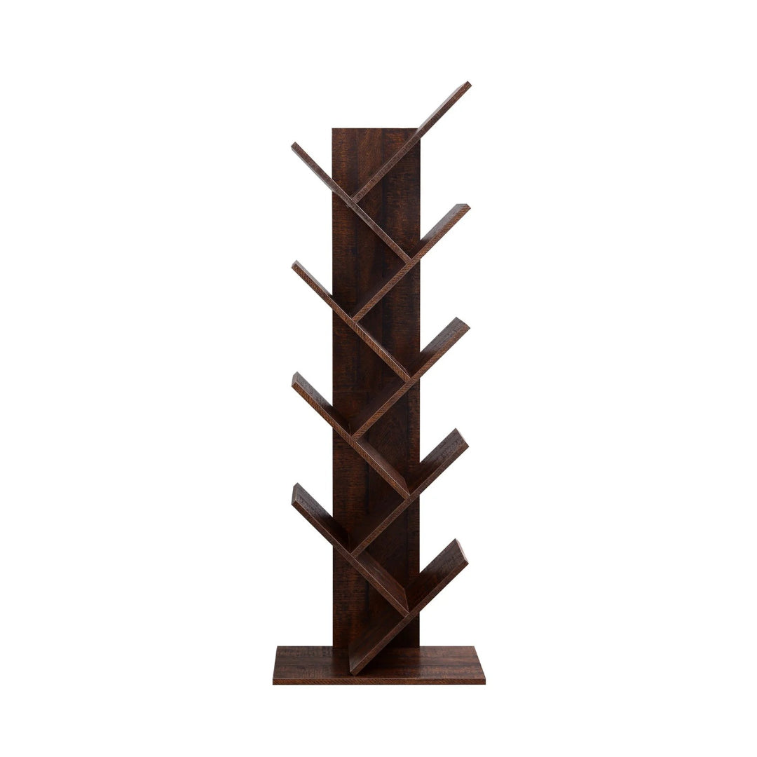 9 Tier Tree Bookshelf, Space Saving Bookcase Storage Unit