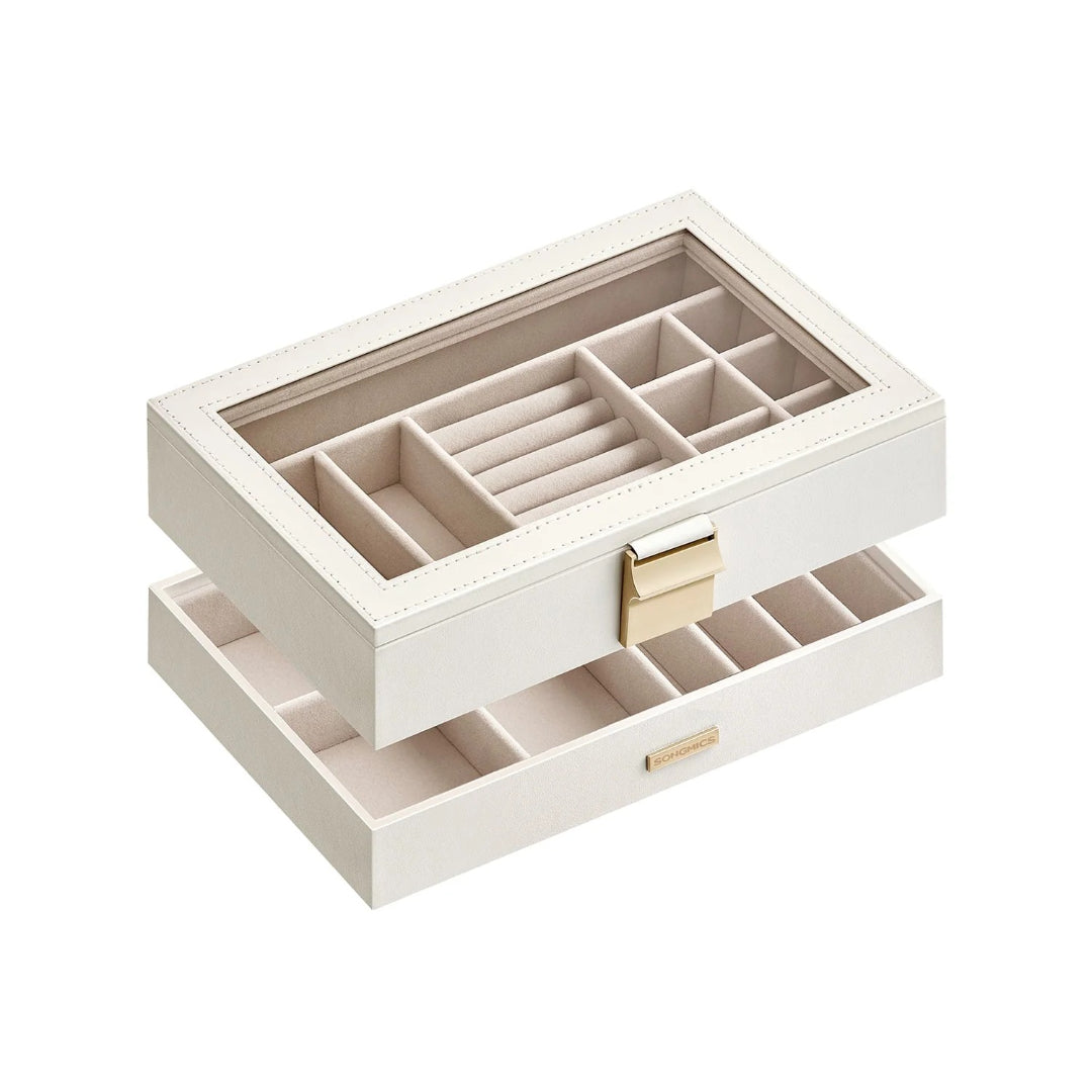Stackable Jewelry Organizer Trays With Glass Lid 2 To 6 Tier – product view 1 | Ridgefield New York