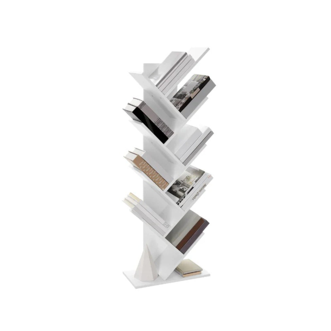 9 Tier Tree Bookshelf, Space Saving Bookcase Storage Unit