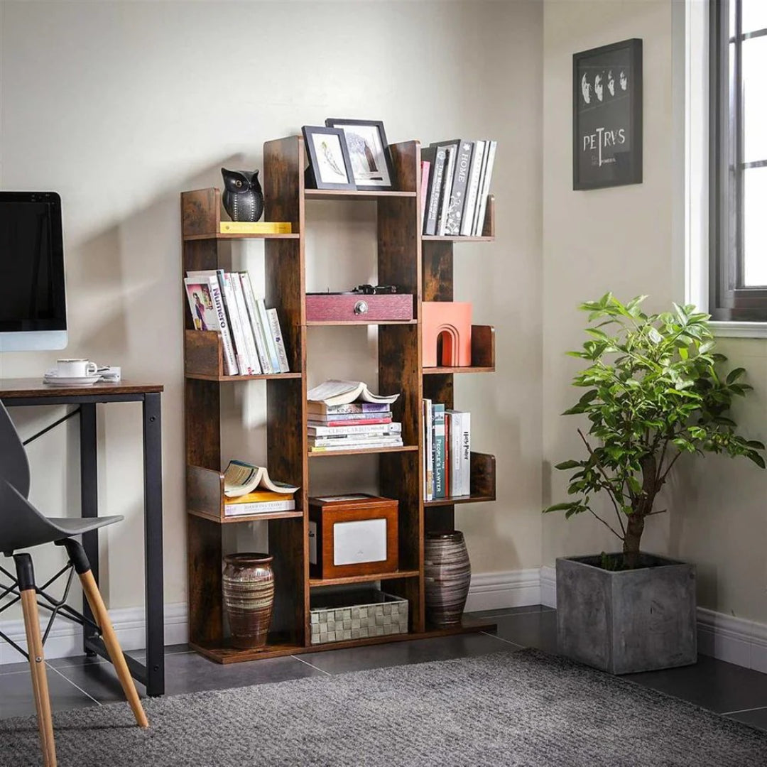 Tree Bookshelf With 13 Shelves Space Saving Bookcase