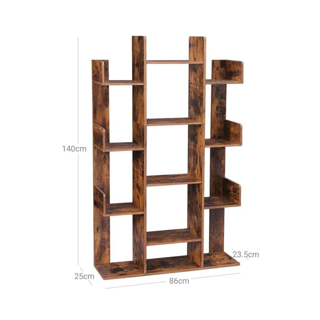 Tree Bookshelf With 13 Shelves Space Saving Bookcase