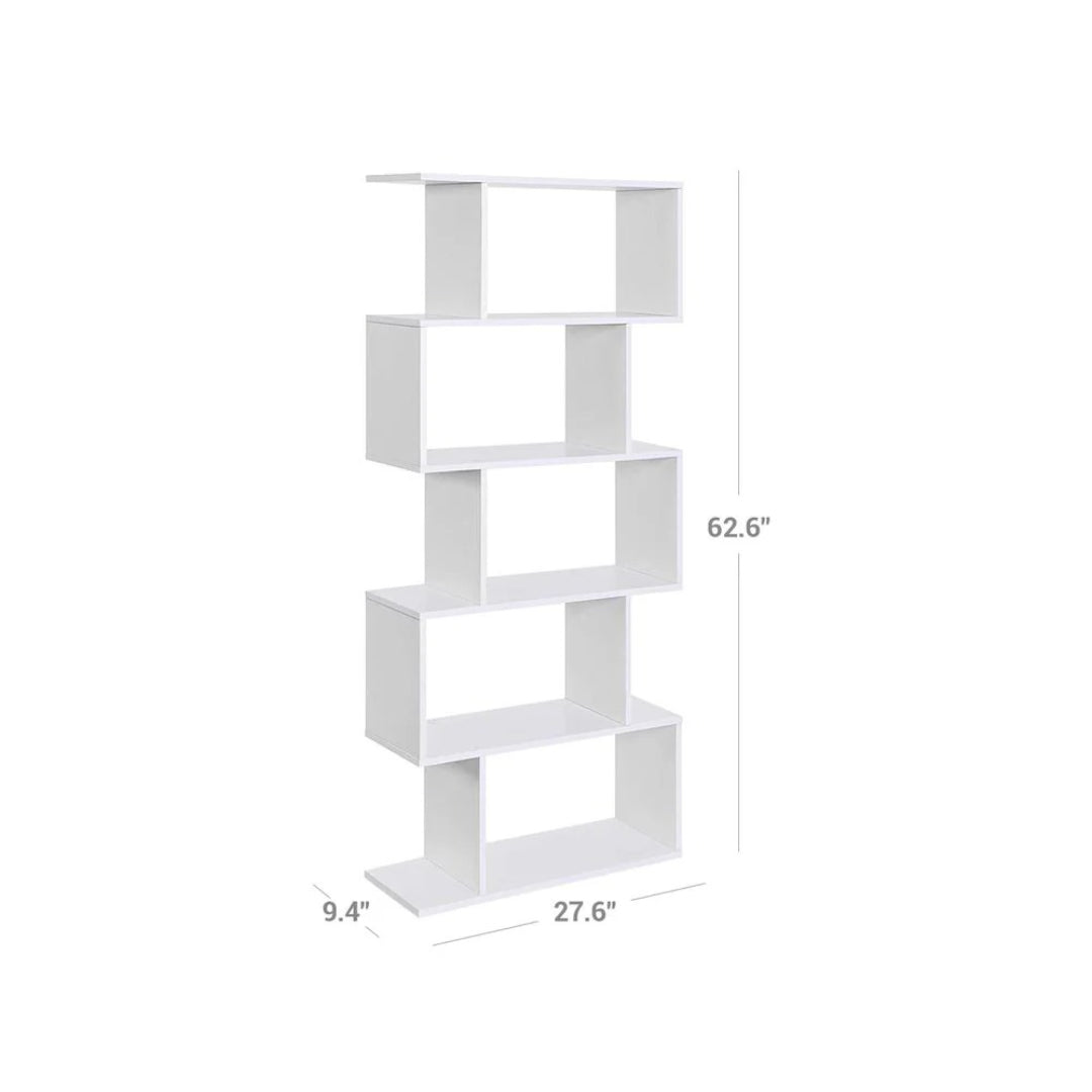 5 Tier Wooden Bookcase, 62.6 Inch Storage Shelf
