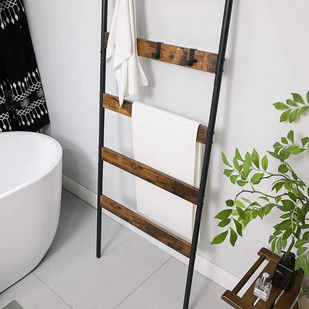 Ladder Shelf 5-Tier Blanket Rack Storage 25.6in Wide