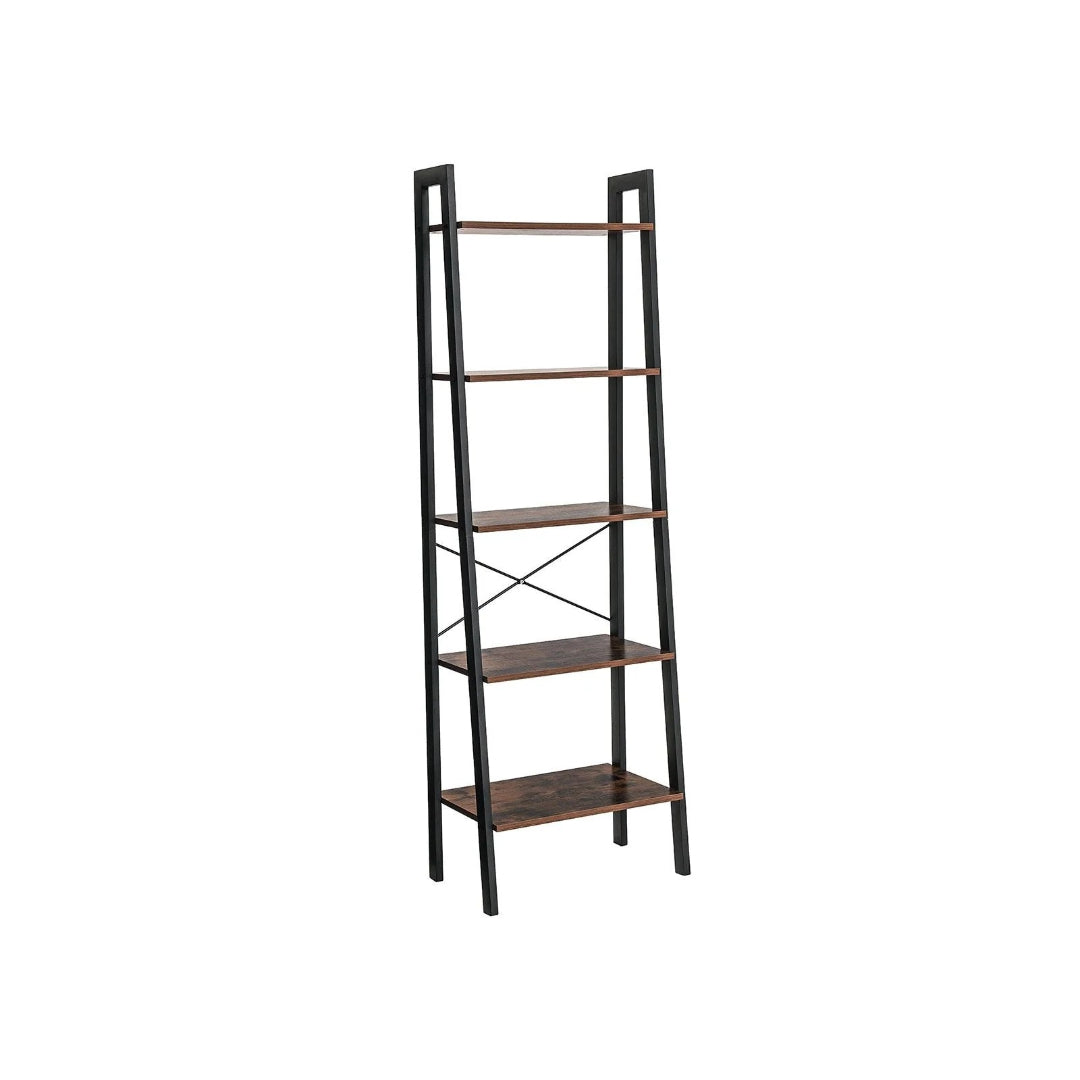5 Tier Ladder Shelf With Steel Frame, 67.7 Inch Storage Rack
