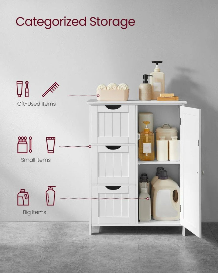 Bathroom Storage Cabinet With 3 Drawers Freestanding 23.6in Wide