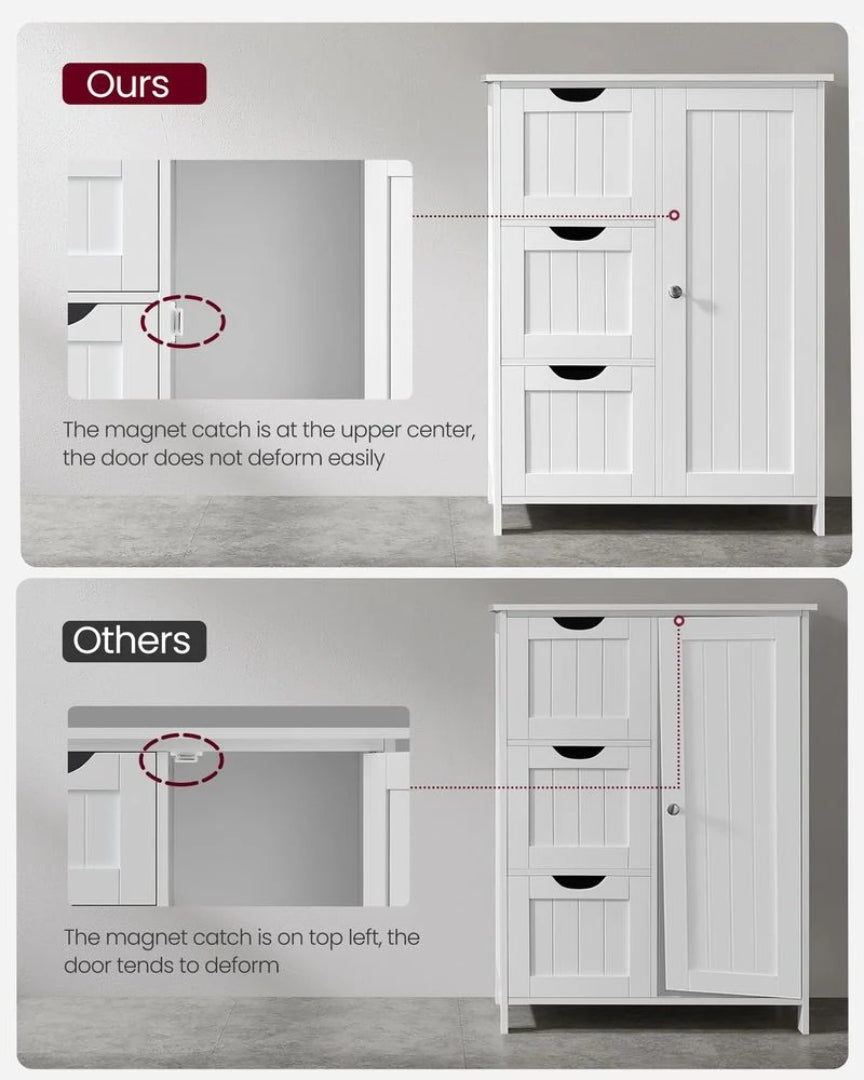 Bathroom Storage Cabinet With 3 Drawers Freestanding 23.6in Wide