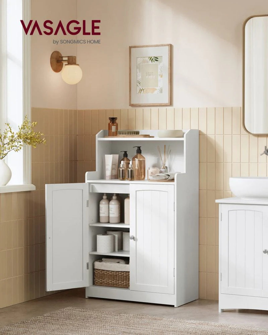 Bathroom Storage Cabinet With 2 Doors Adjustable Shelves