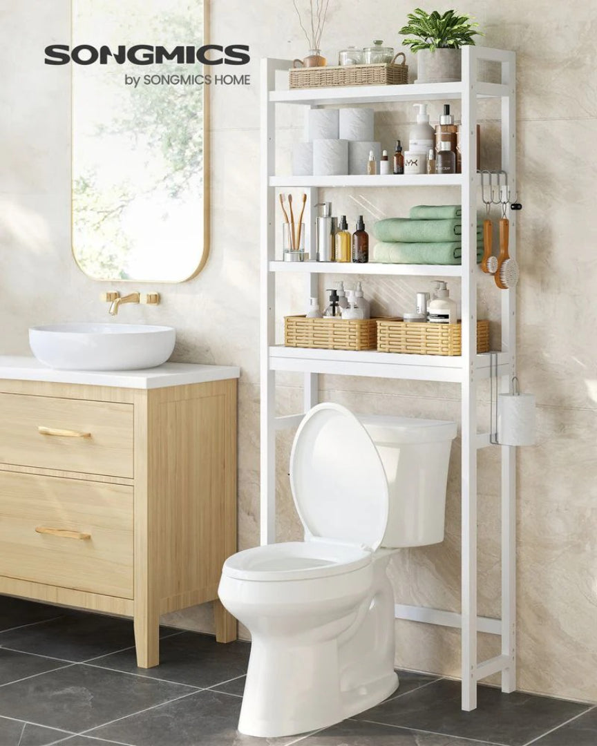 Bamboo Over Toilet Bathroom Organizer 3 Or 4 Tier Shelf