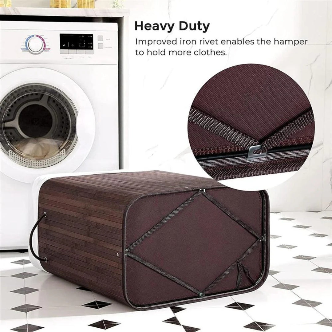 Laundry Hamper With Lid 26.4 Gallon Bamboo Basket 24in High