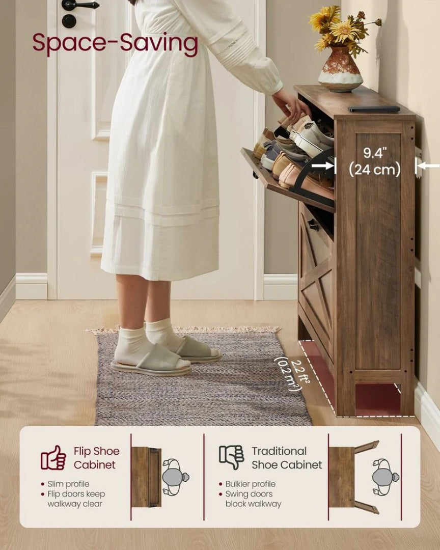Shoe Storage Cabinet With Flip Drawers, Slim Entryway Organizer