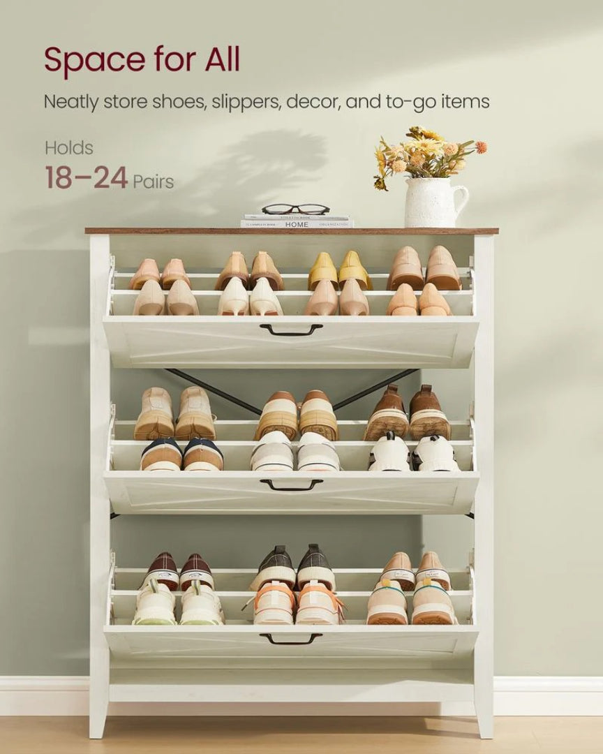 Shoe Storage Cabinet With 3 Flip Drawers, Slim Entryway Organizer