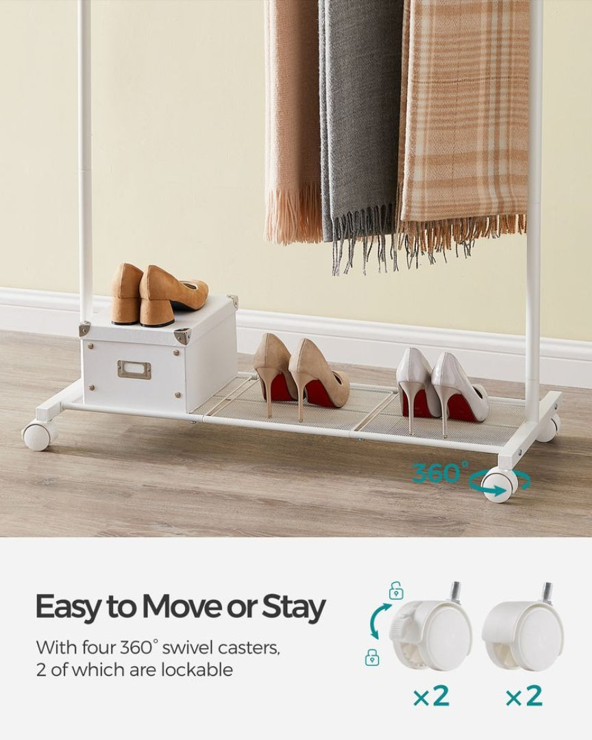 Clothes Rack Double Rod Rolling Garment Rack 35.8in Wide