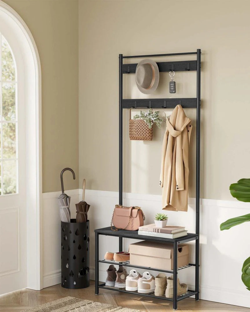 Coat Rack With Shoe Storage Bench And 9 Hooks Entryway Hall Tree