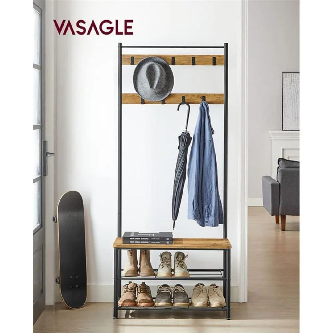 Coat Rack With Shoe Storage Bench And 9 Hooks Entryway Hall Tree