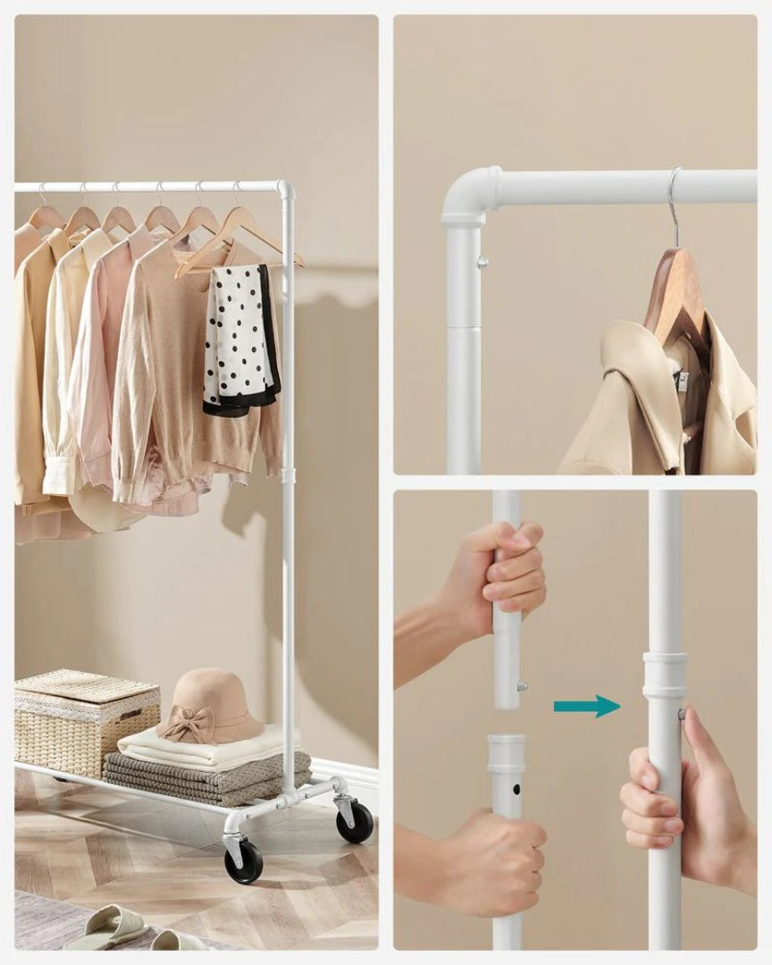 Clothes Rack Heavy Duty Rolling Garment Rack With Shelf 39.4in