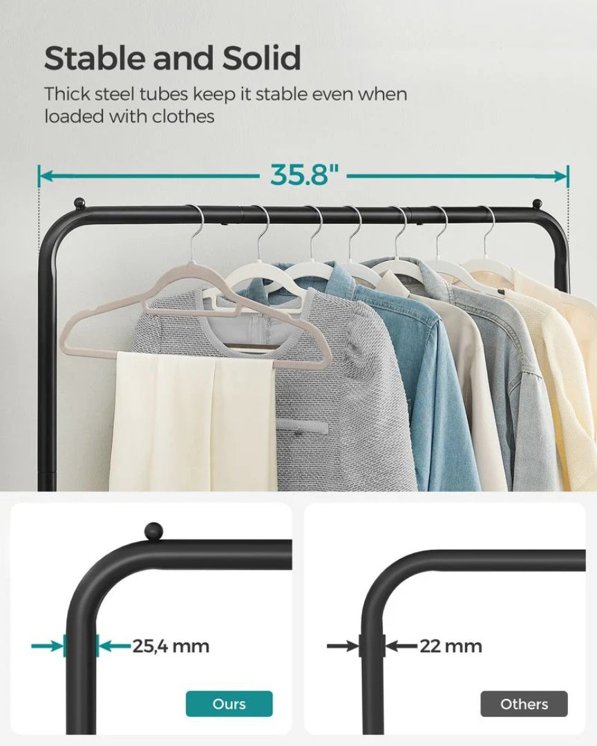 Clothes Rack With Wheels Metal Garment Rack 35.8in Wide