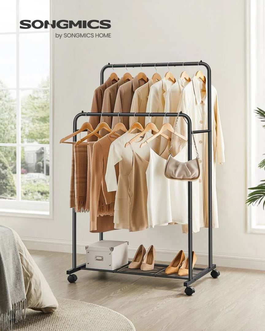 Clothes Rack With Wheels Metal Garment Rack 35.8in Wide