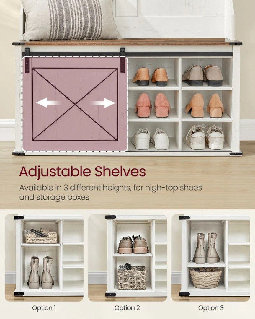 Hall Tree With Bench, Shoe Storage Cabinet & Hooks Entryway Unit
