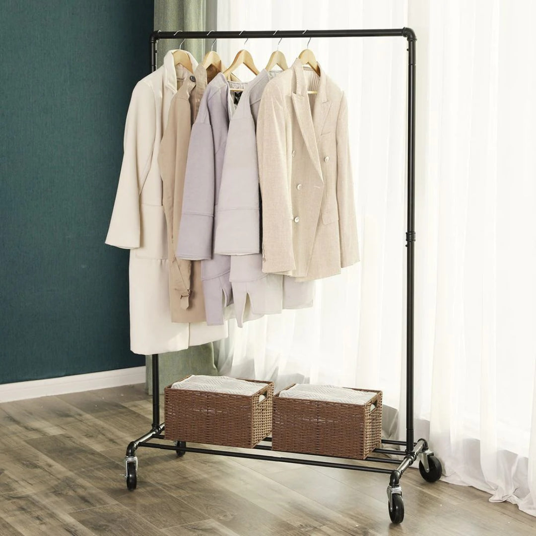 Clothes Rack Heavy Duty Rolling Garment Rack With Shelf 39.4in