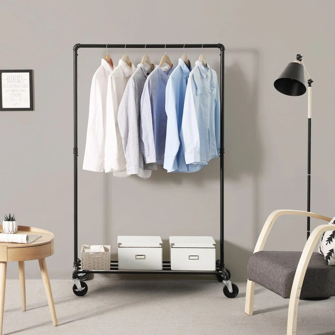 Clothes Rack Heavy Duty Rolling Garment Rack With Shelf 39.4in