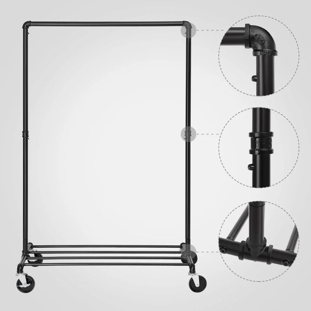Clothes Rack Heavy Duty Rolling Garment Rack With Shelf 39.4in