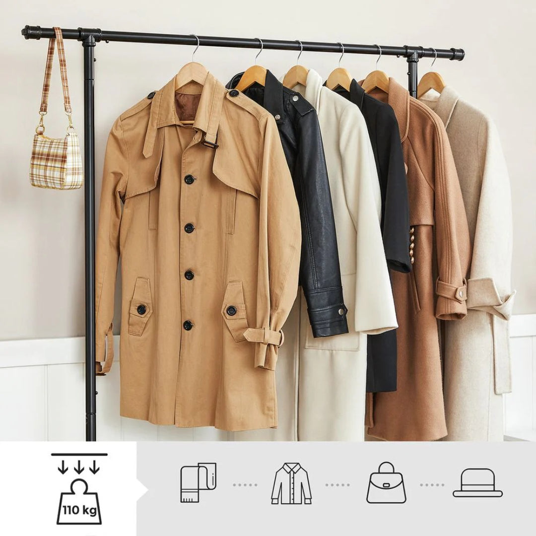 Clothing Rack Double Rod Rolling Garment Rack Heavy Duty