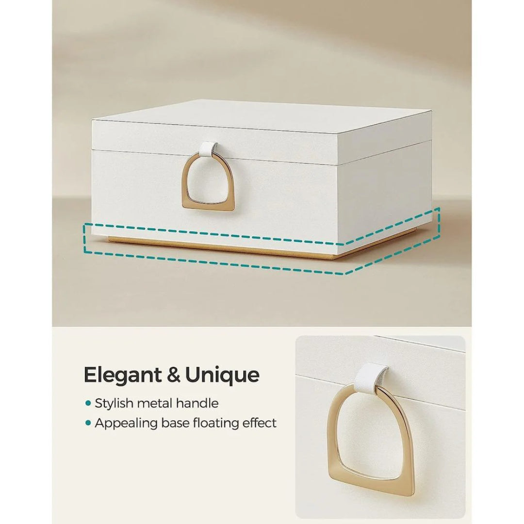Jewelry Box Organizer With Handle 2 Layer Storage