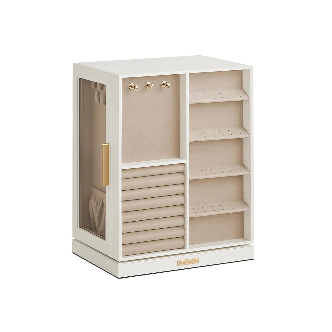 Rotating Jewelry Box Organizer With 5 Drawers And Hooks