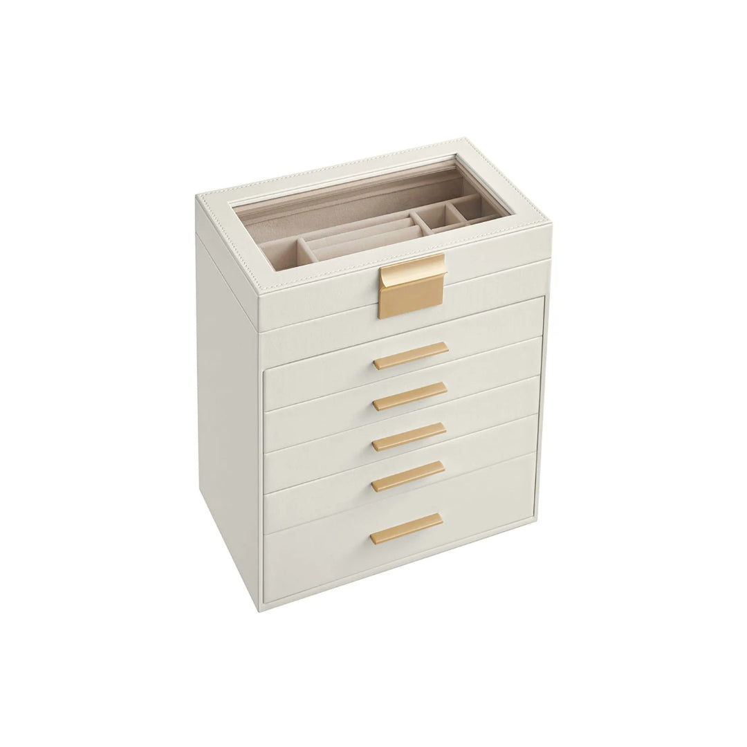 Large Jewelry Box With Glass Lid 4 Or 6 Layer Organizer