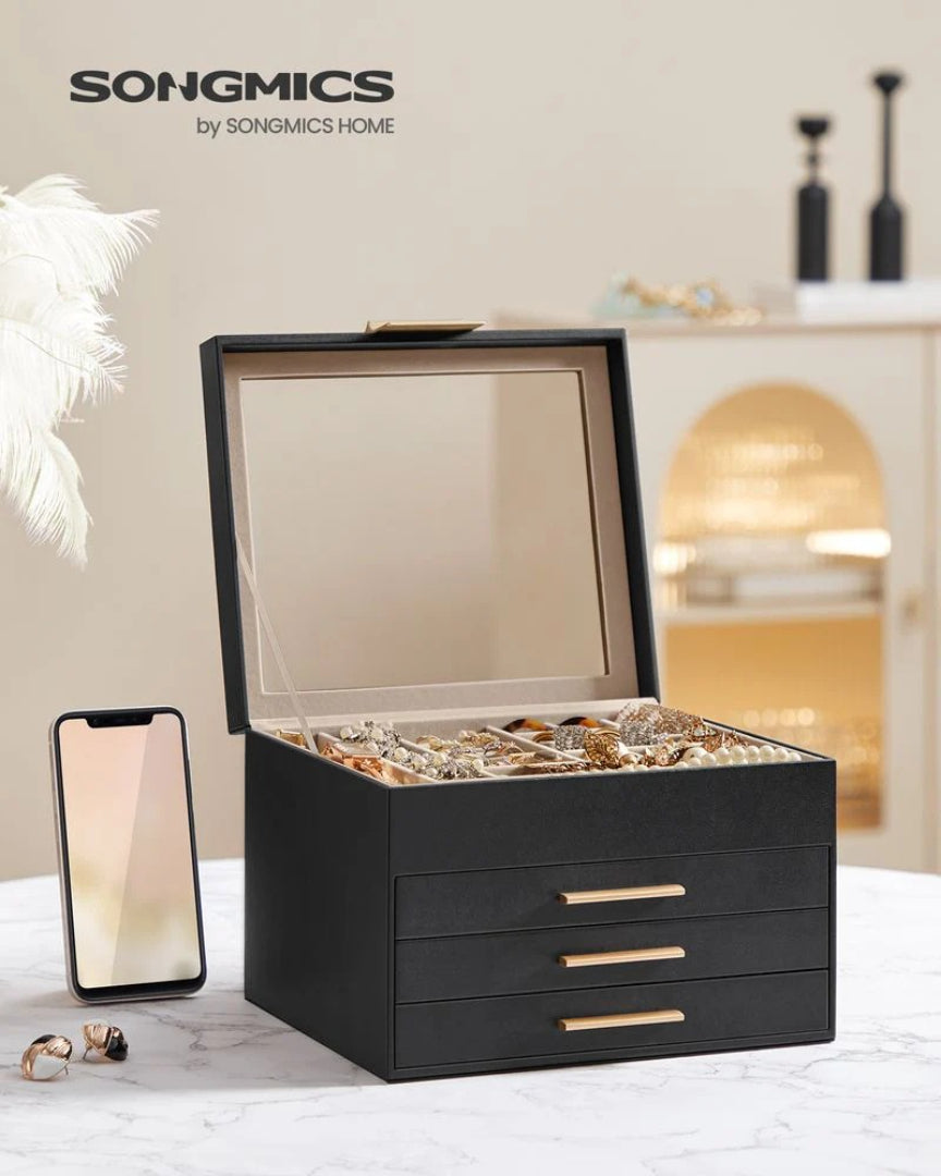 Jewelry Box Organizer With Glass Lid 2 To 6 Layer Storage