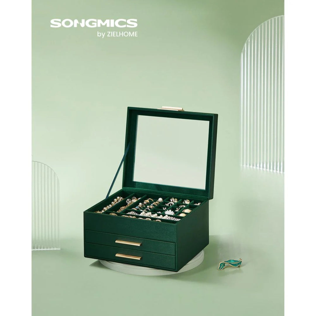 Jewelry Box Organizer With Glass Lid 2 To 6 Layer Storage