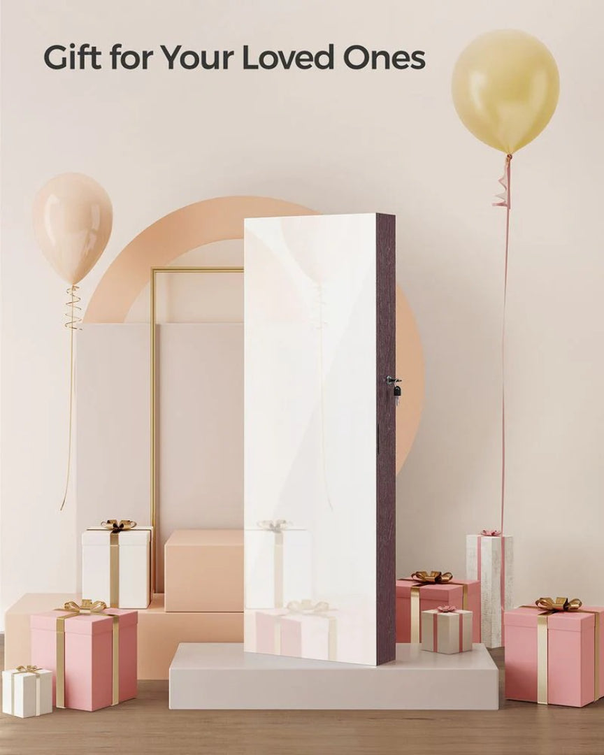 Mirror Jewelry Cabinet Armoire With Makeup Storage Organizer