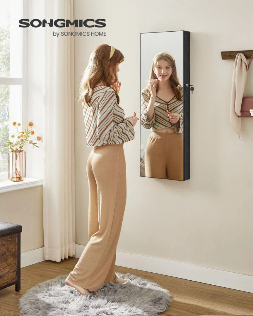 Wall Mounted Jewelry Armoire Cabinet With Mirror LED Lights