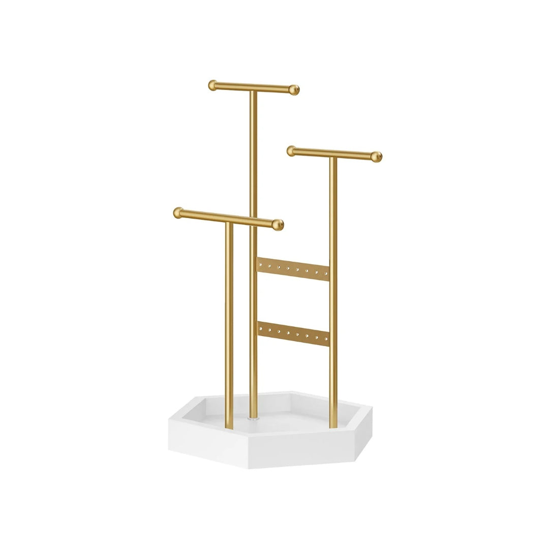 Jewelry Holder Stand With Metal Frame And Tray