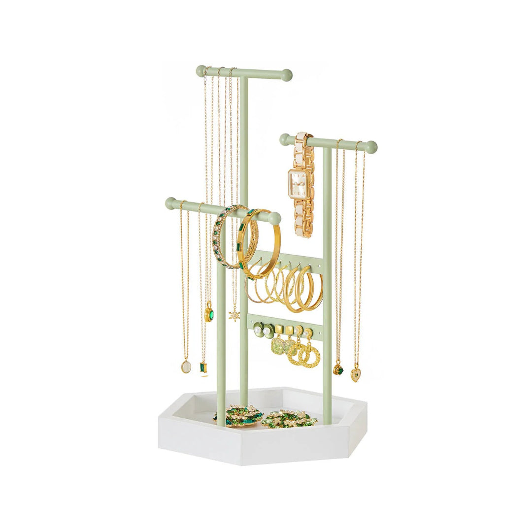 Jewelry Holder Stand With Metal Frame And Tray