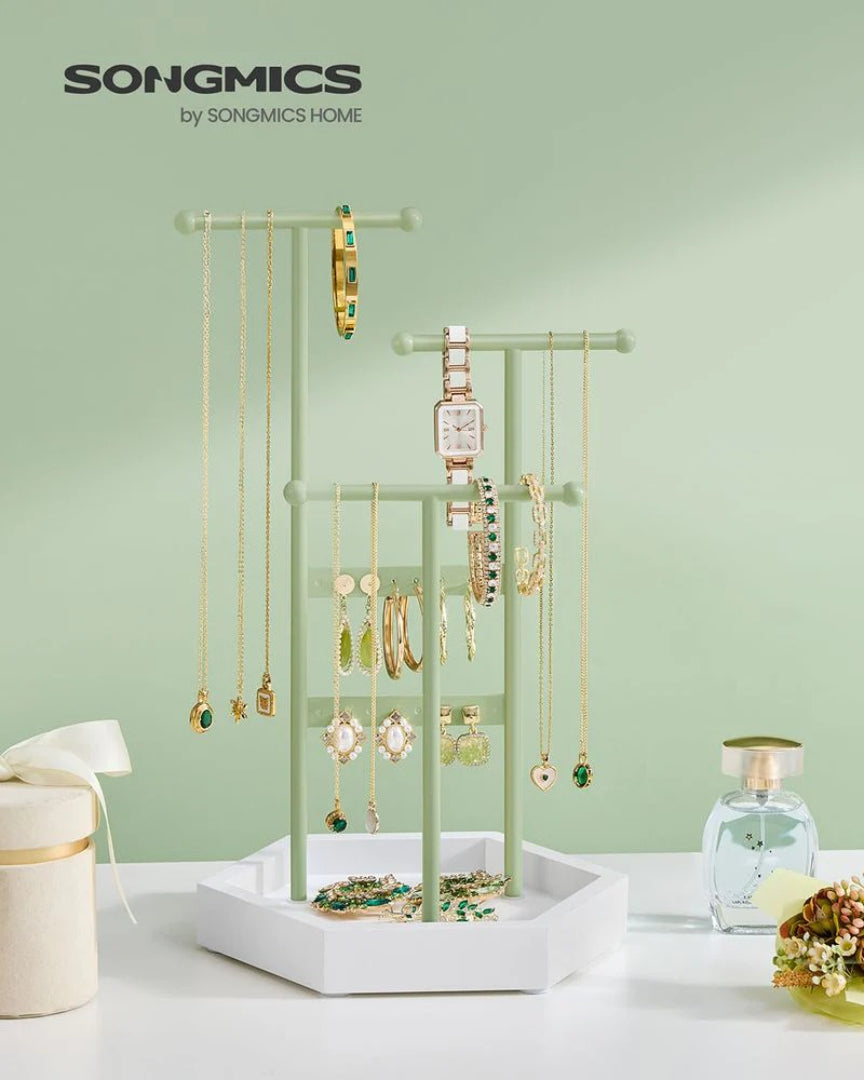 Jewelry Holder Stand With Metal Frame And Tray