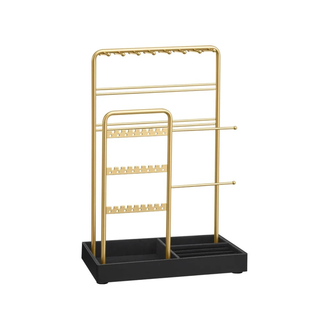 Jewelry Holder Stand With Metal Frame And Velvet Tray