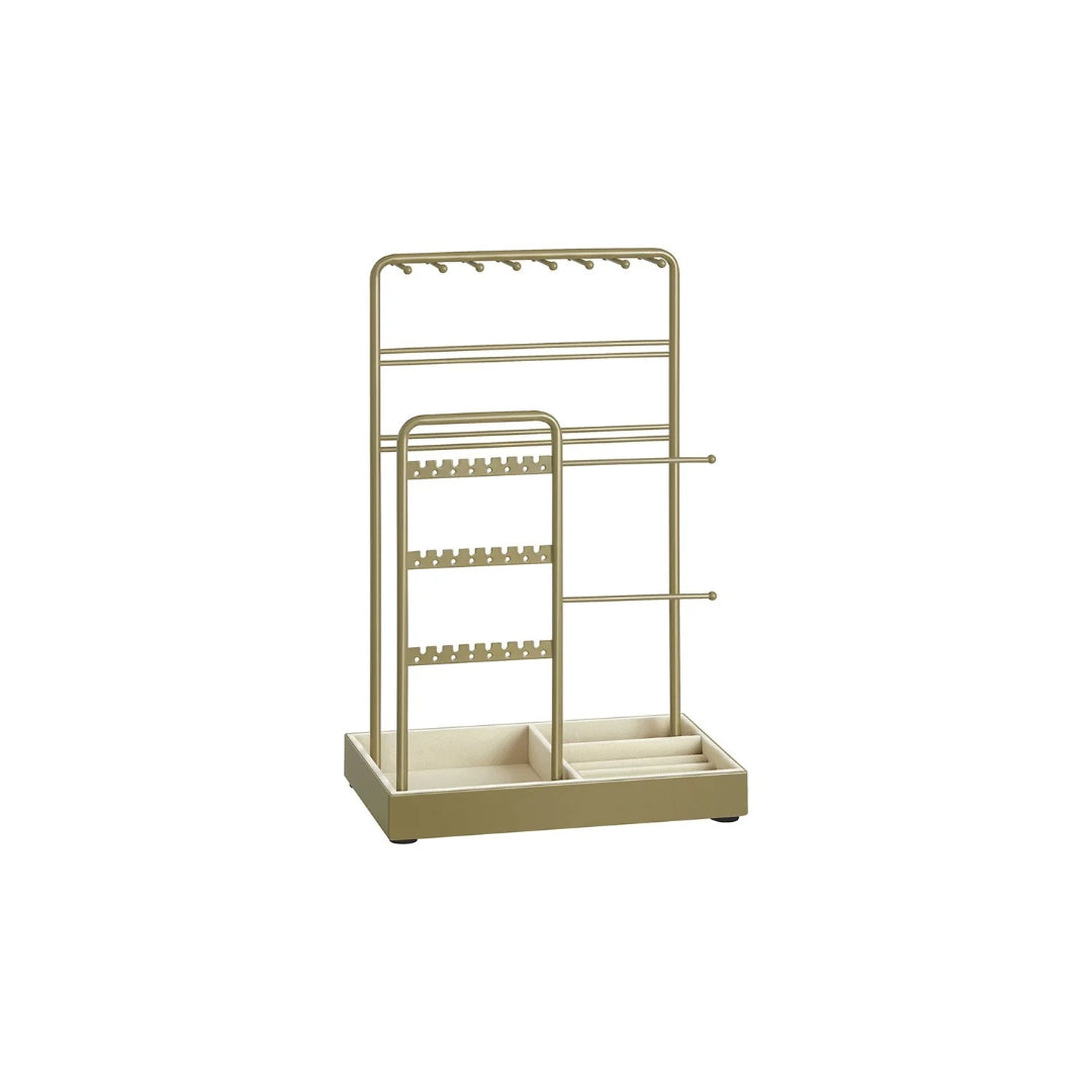 Jewelry Holder Stand With Metal Frame And Velvet Tray